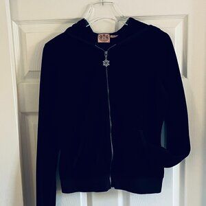 Y2k Vintage Juicy Couture Black Velour Hoodie Zip Up Track Suit Sz: XL